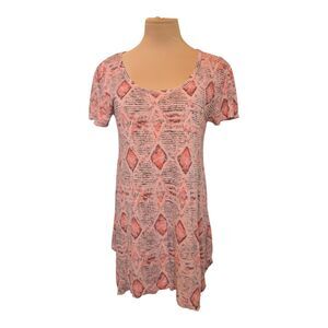 FRESH PRODUCE TUNIC TOP SHORT SLEEVE COTTON SCOOP NECK T-SHIRT SMALL BOHO CASUAL